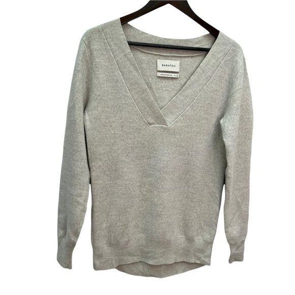 Aritzia Sweaters - ARITZIA BABATON Deep V-Neck Grey Merino Wool Sweater Size XS